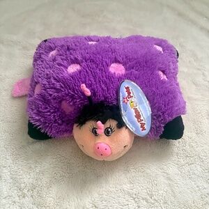 Limited Edition Pillow Pets Pee Wees Purple Ladybug Foldable  Plush 12” X 10”